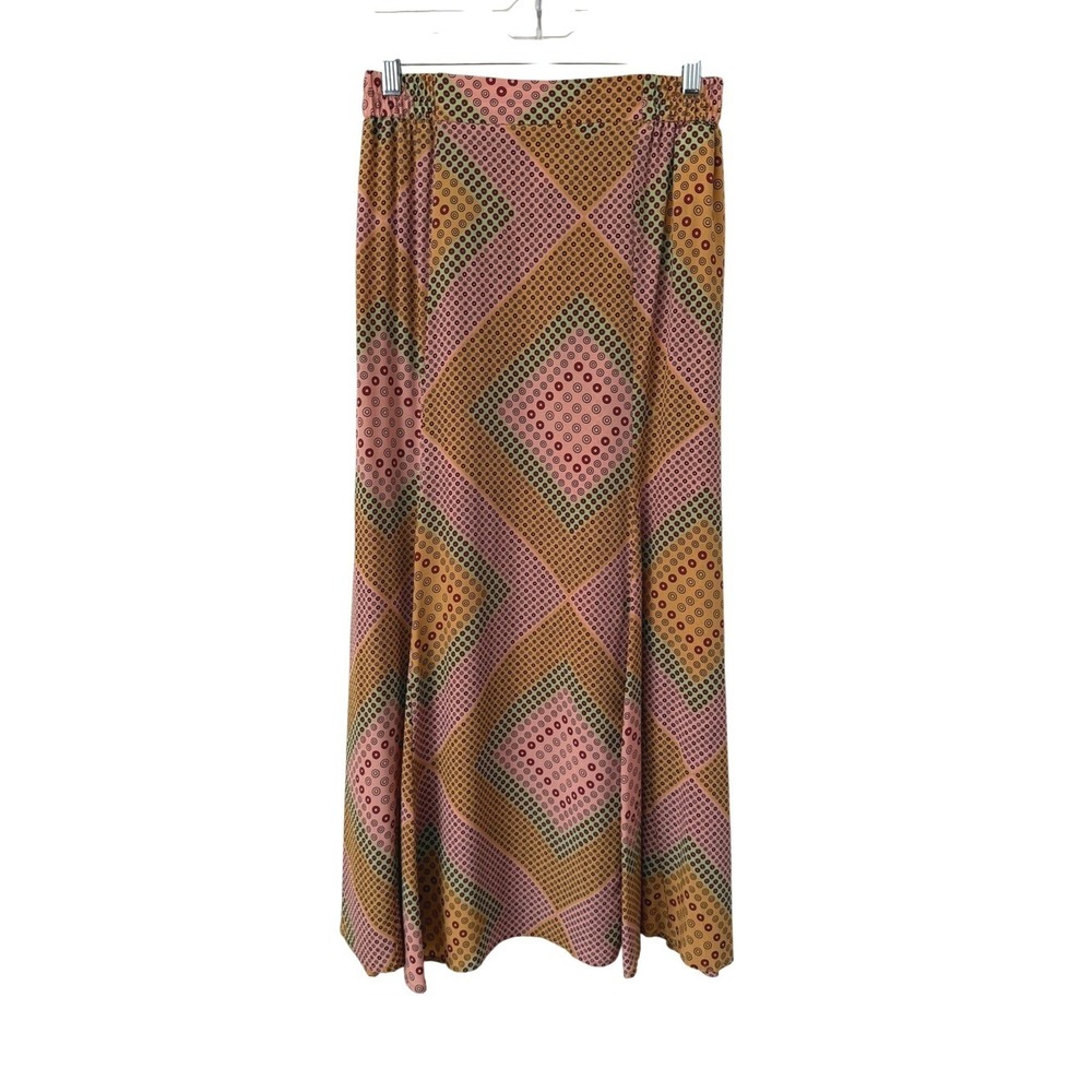 Momoni 100% Silk Theo Skirt Colorful Geometric Circle Print Artsy Italy Made S‎